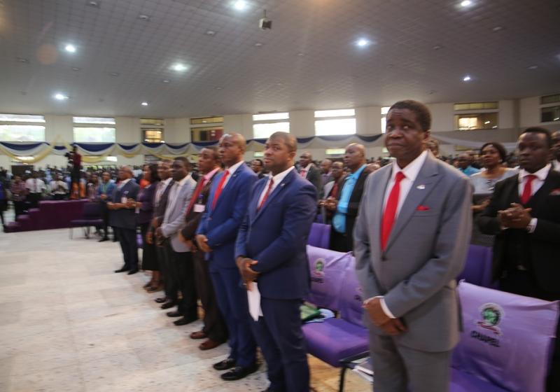 Pro Chancellor Covenant University Bishop David Abioye Vice Chancellor Professor Abiodun H. Adebayo Acting Registrar Mr Emmanuel K. Igban With Other Members Of Management